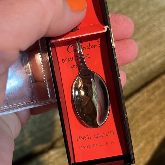 RHODE ISLAND collectors Demi-tasse spoon Ocean State silver in case jam spread - Picture 5 of 11